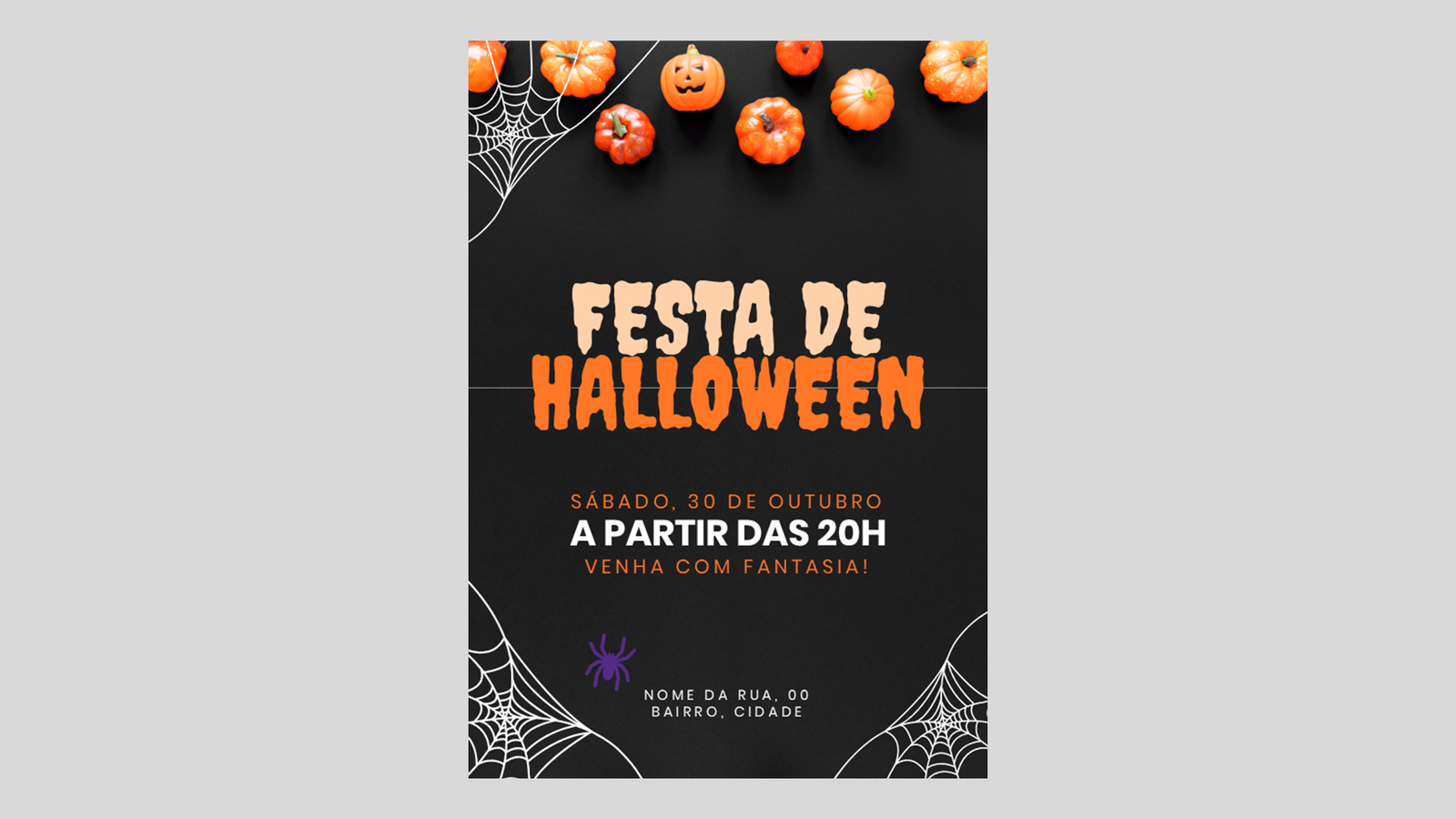 Convite Festa - Halloween - Modelo de Template em PowerPoint