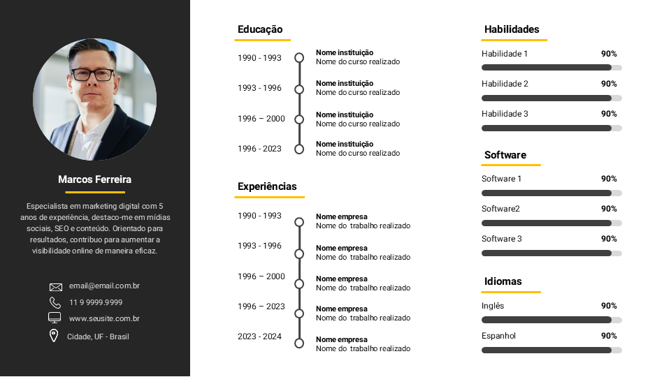 Currículo 03 – Modelo de Template em PowerPoint